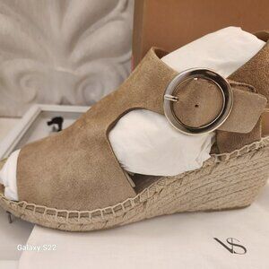 Via Spiga Nolan Espadrille Suede/Leather Wedge Sandals. Size 9. NIB.